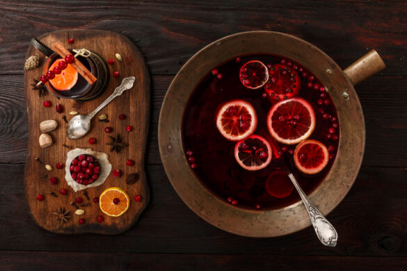 Gluhwein met cranberries en sinaasappel