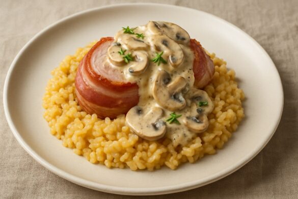 Risotto met varkenshaas en spek