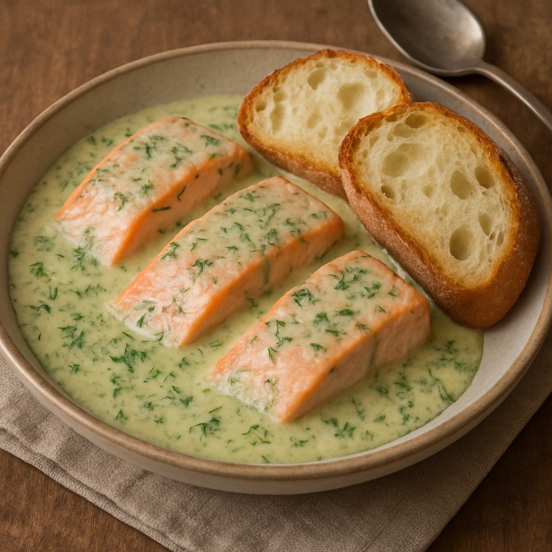 Zalm in romige dillesaus