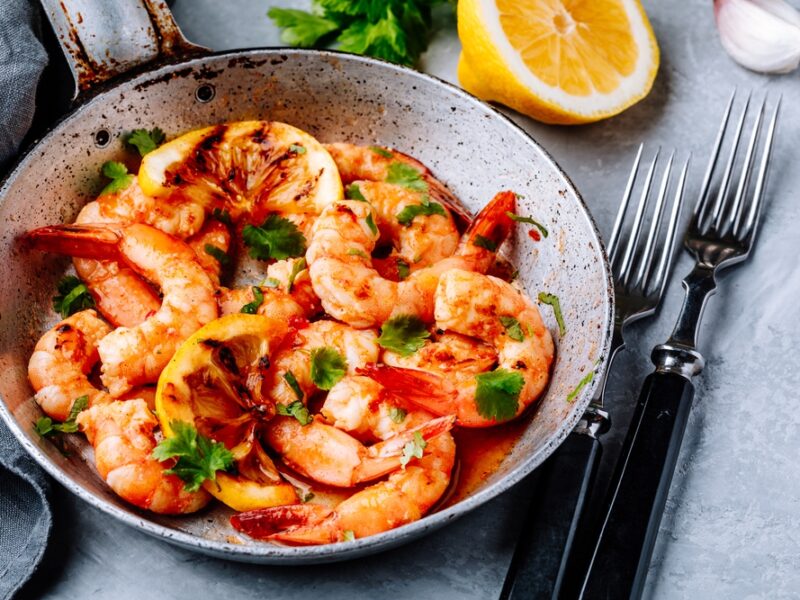Garnalen met knoflook en chili