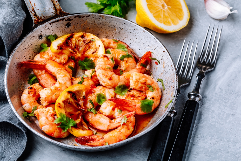 Garnalen met knoflook en chili